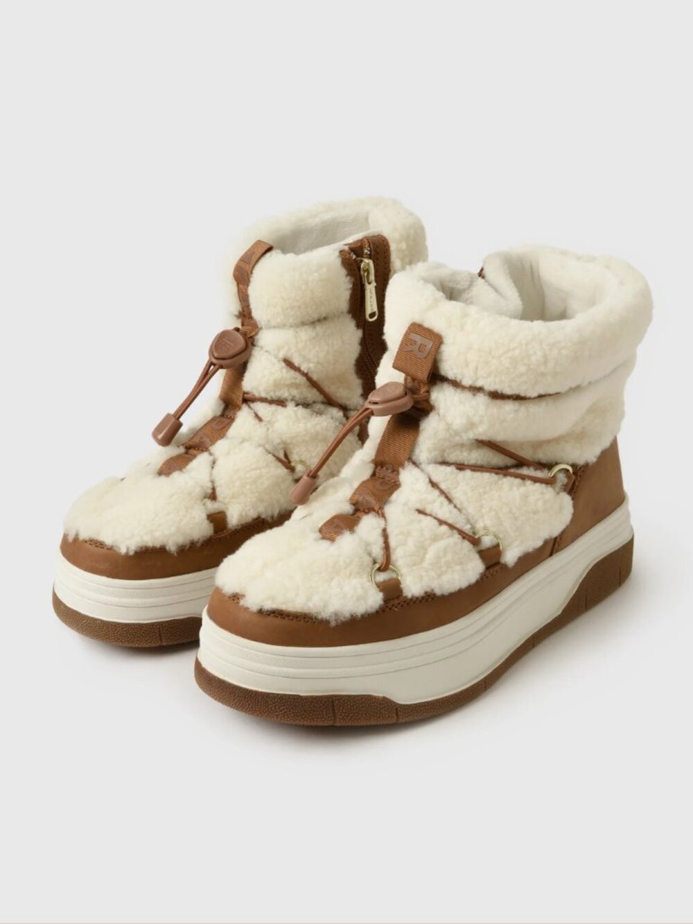 Pajar Janie Waterproof Sherpa Nubuck Platform Winter Snow Boots Cream Brown